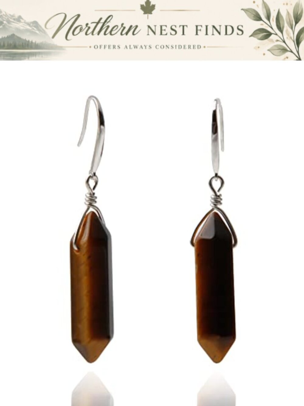 Sterling Silver Wire Wrapped Natural Quartz Dangle Hook Earrings